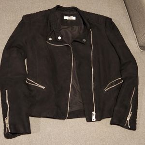 H&M Black Faux Suede Motorcycle Jacket